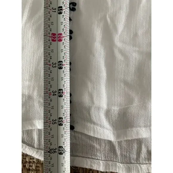 St. John's Bay White Gauze Sleeveless Dress with Blue Embroidery SZ M - Picture 6 of 7